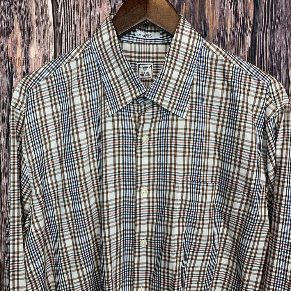Peter Millar Men’s Multicolor Check Long Sleeve Button Down Cotton Shirt‎ Large